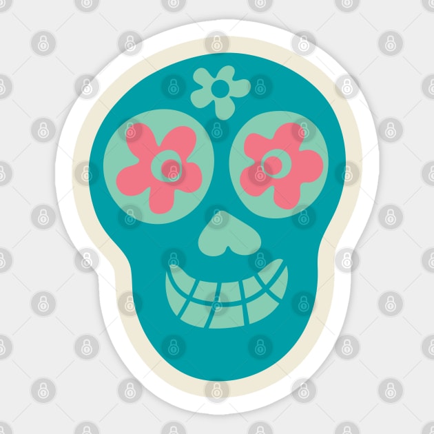 Cute Floral Sugar Skull - UnBlink Studio by Jackie Tahara Sticker by UnBlink Studio by Jackie Tahara